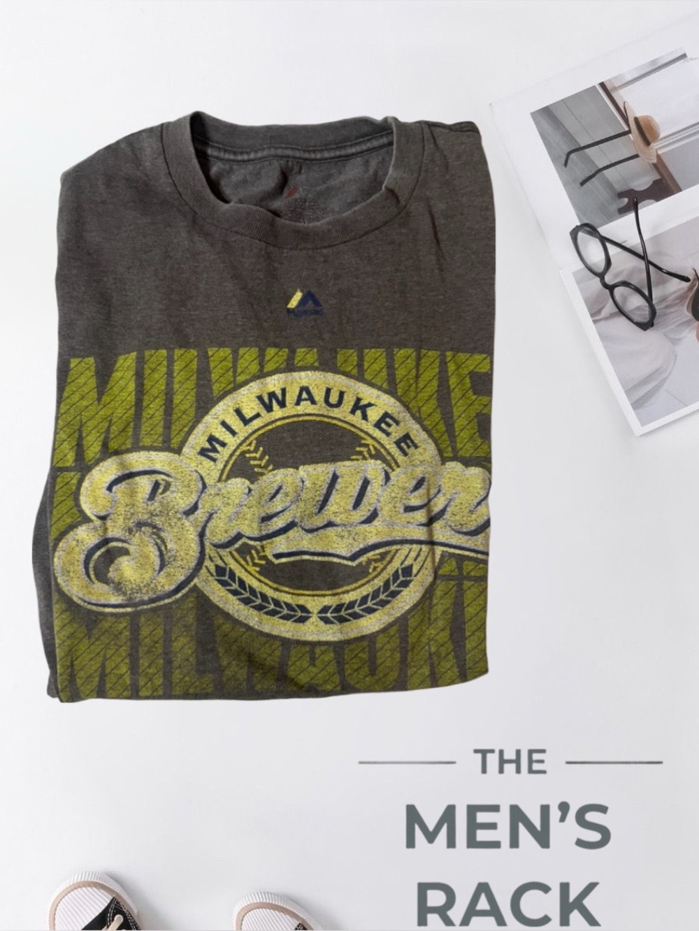Milwaukee Brewers Graphic Tee - Dark Gray with Yellow Logo